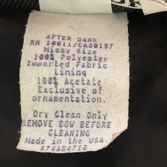 After Dark Sleeveless Retro Cocktail Dress Peplum Satin Bow Sz 7-8 Black #66A - Picture 9 of 9